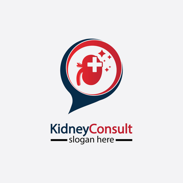 Kidney Consult λογότυπο σχεδιάζει διάνυσμα έννοια, Kidney Healthcare πρότυπο λογότυπο, Ουρολογία λογότυπο διάνυσμα πρότυπο. - Διάνυσμα, εικόνα