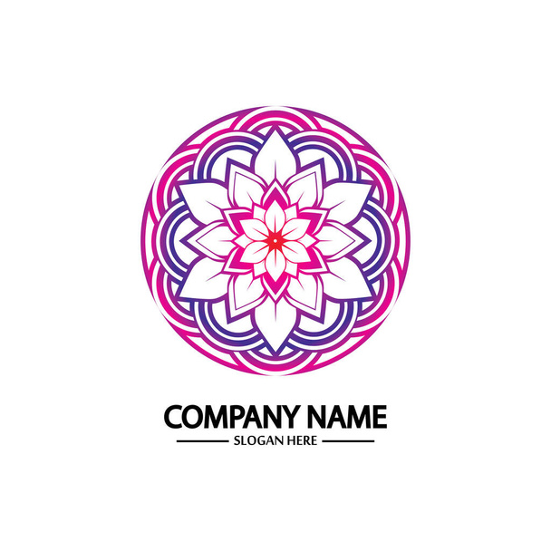 Flower logo. The circular logo. Logo of the flower. Stylized flower. Petals. Simple logo. The brand name  emblem  logo. Mandala. Logo boutique. Logotype for beauty. Logo for flower shop. - Vector, Image