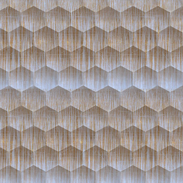 Ilustración 3D. Fondo blanco hexagonal abstracto con rayas doradas y con efecto de profundidad de campo. Un gran número de hexágonos blancos. Celular, panel 3d blanco con oro. Textura de pared Render.3d
. - Foto, Imagen