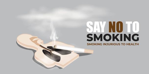 Illustratie voor nee zeggen tegen roken, concept voor wereld geen tabaksdag - Vector, afbeelding