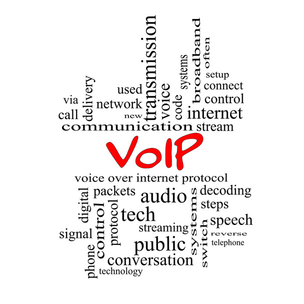 VOIP Word Cloud Concept in red caps - Photo, Image