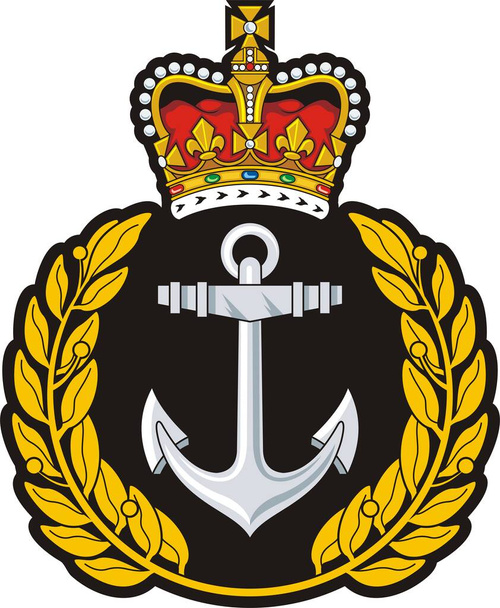 Laivaston virkamerkin symboli. Ankkuri, seppele ja kruunu - Vektori, kuva