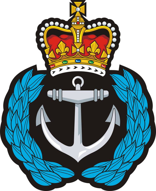 Symbole d'insigne de casquette marine. Ancre, couronne et couronne - Vecteur, image