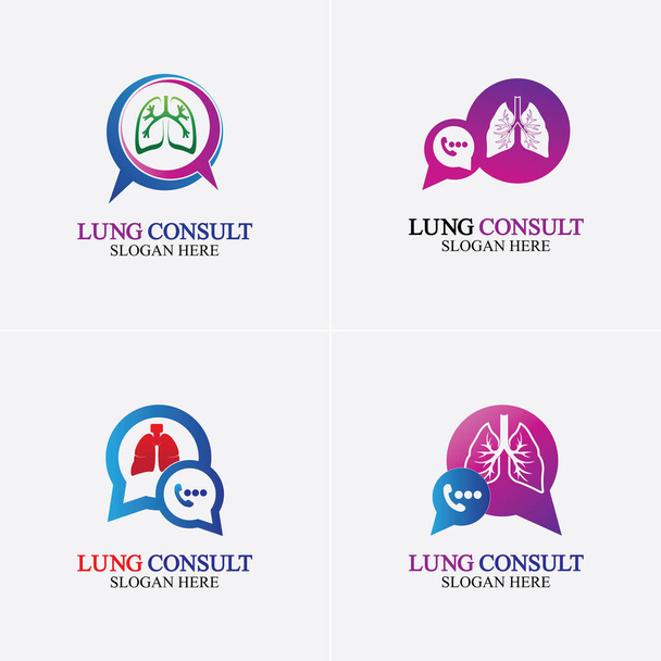 肺ロゴデザインベクトル、肺フォーラムのロゴテンプレート、肺ケアアイコンを参照してください。. - ベクター画像