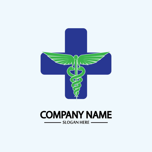 Caduceu, ícone de logotipo do caduceu para ilustrações vetoriais conceitual de saúde médica - Vetor, Imagem