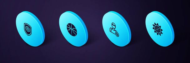 Set Isometric Planning strategy concept, Basketball player,  and Shield the basketball icon. Vector. - Vektor, obrázek