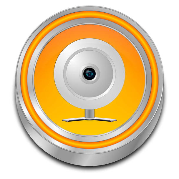 Botón con Webcam plata naranja - Ilustración 3D - Foto, imagen
