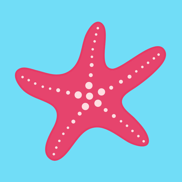 Pink starfish on a blue background. Vector illustration. - Vector, Image