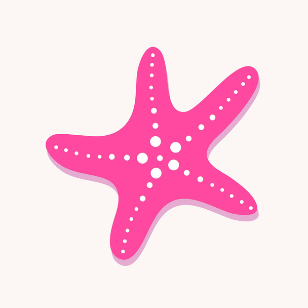 Vaaleanpunainen meritähti litteään tyyliin. Meritähti-ikoni. Meritähti. Vector kuva eristetty valkoisella taustalla - Vektori, kuva