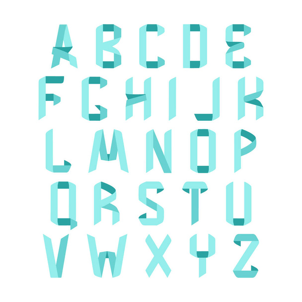 Paper folded origami uppercase font alphabet poster - Wektor, obraz