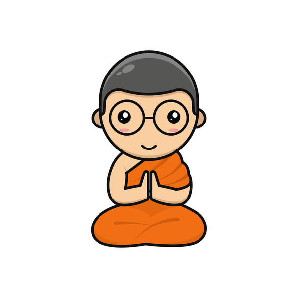Kawai εικονογράφηση μοναχός φορώντας γυαλιά διανυσματικά γραφικά - Διάνυσμα, εικόνα