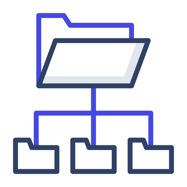 Płaska konstrukcja, ikona sieci folderów - Wektor, obraz