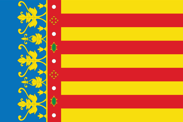 Εικονογράφηση σημαίας διάνυσμα της ισπανικής περιφερειακής πρωτεύουσας Βαλένθια, Ισπανία - Διάνυσμα, εικόνα