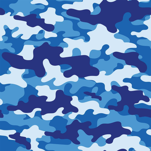 blue military camouflage. vector seamless print. army camouflage for clothing or printing - Vector, Image