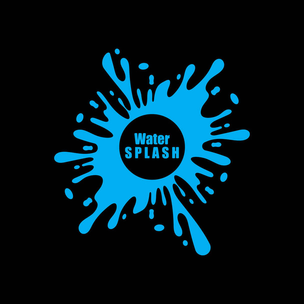 Wasser spritzt blaue Farbe Kreis Vorlage auf schwarzem Hintergrund Vektor - Vektor, Bild