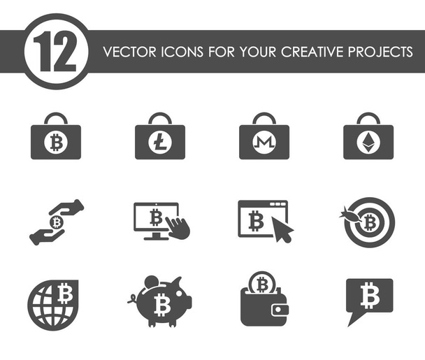 cryptocurrency vector icons - Vector, Image