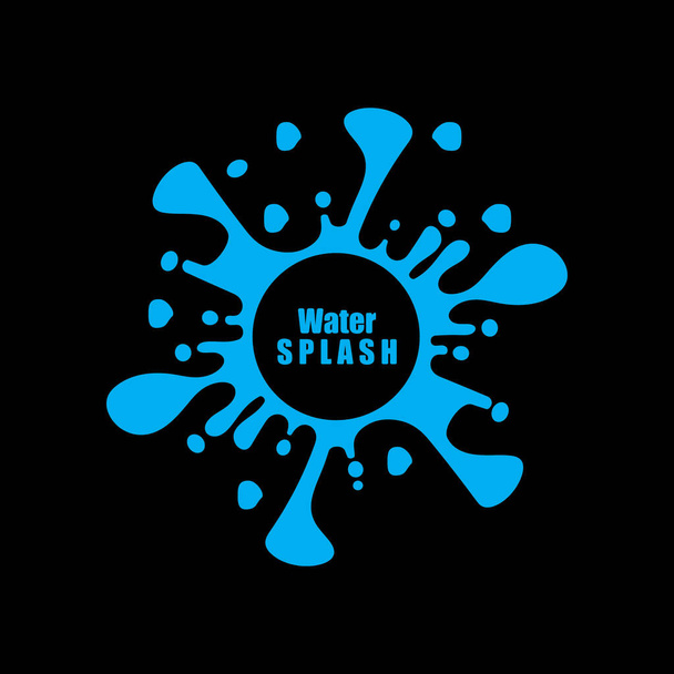 νερό splash μπλε χρώμα πρότυπο κύκλο σε μαύρο φόντο διάνυσμα - Διάνυσμα, εικόνα