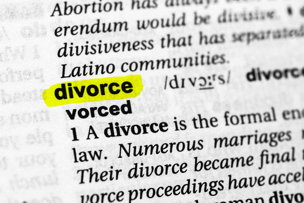 Τονισμένη λέξη έννοια του διαζυγίου και έννοια. - Φωτογραφία, εικόνα