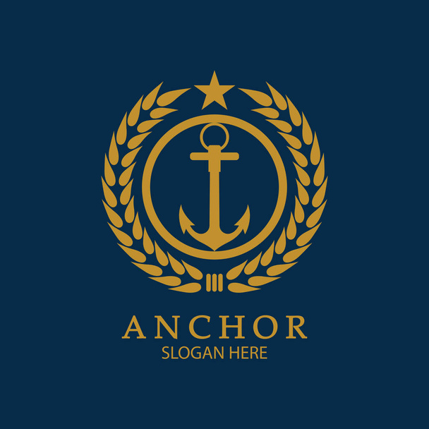 Wektor projektowania logo kotwicy. Symbol ikony morskiej lub działalności oceanicznej - Wektor, obraz