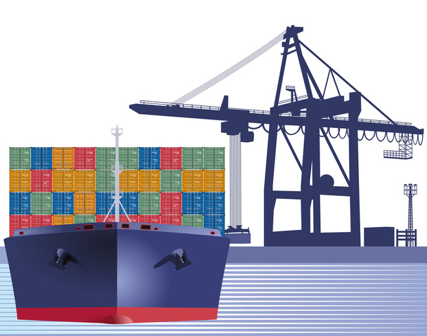 Schiff mit Containern - Vektor, Bild