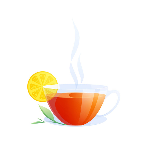 Skład filiżanki herbaty cytrynowej - Wektor, obraz