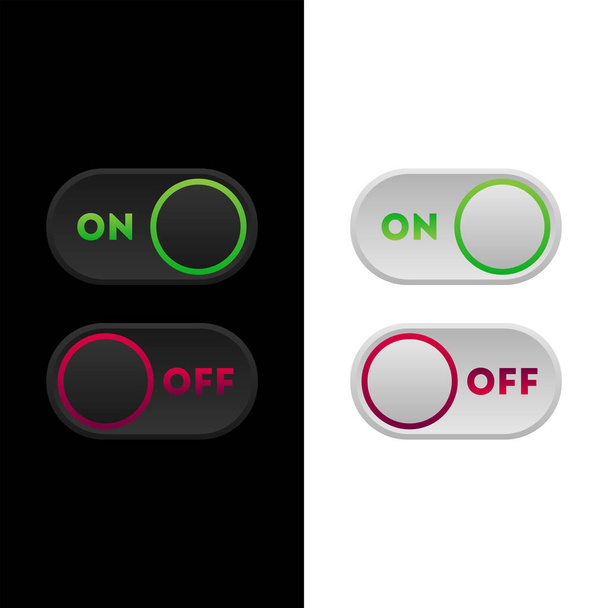  Ícone definido botão multi colorido em estilo plano. Ilustração isolada do vetor editável fácil. - Vetor, Imagem