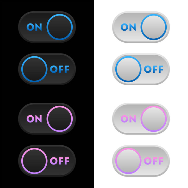  Conjunto de iconos botón multicolor en estilo plano. Ilustración aislada vectorial fácil de editar. - Vector, Imagen