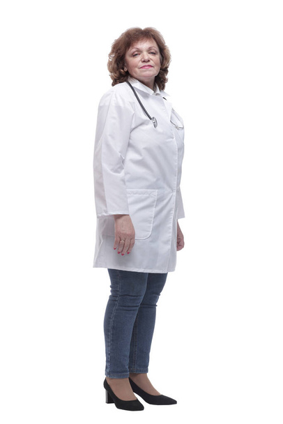 in full growth. qualified female doctor with a stethoscope - Zdjęcie, obraz