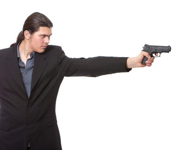 Businessman bodyguard isolated on a white background - Photo, image