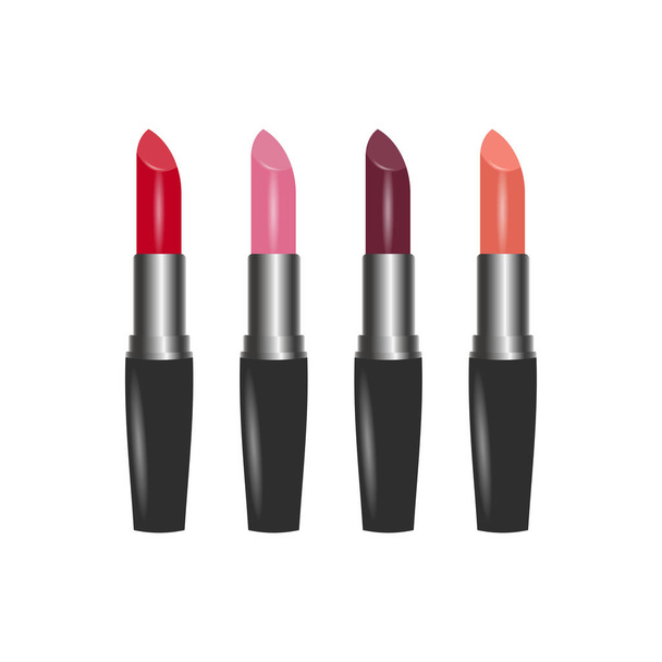 Fashion colorful lipsticks isolated on white background. Lipstick vector illustration - Vector, Image