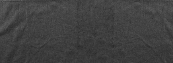 Panorama Black fibers of fabric background for design in your work. - Photo, Image