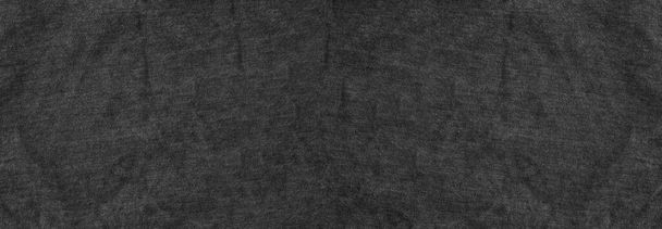 Panorama Black fibers of fabric background for design in your work. - Photo, Image