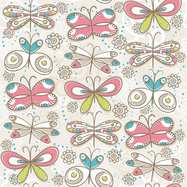 pattern of hand draw  butterflies, vector - Vector, afbeelding