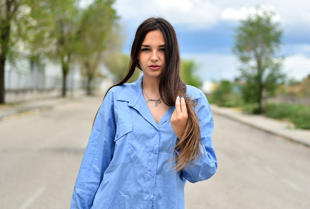 a pretty caucasian young model on the street in spain - Fotó, kép