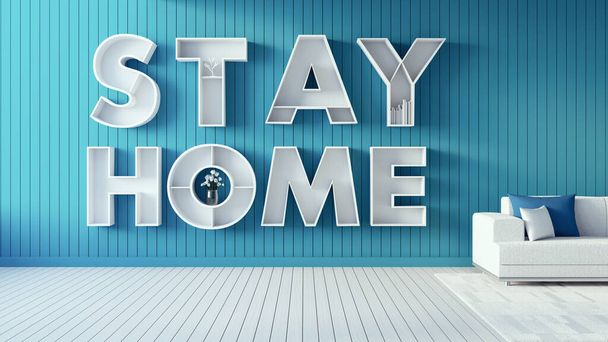 Bleiben Sie zu Hause Wohnzimmer Innenraum - 3D-Rendering - Foto, Bild