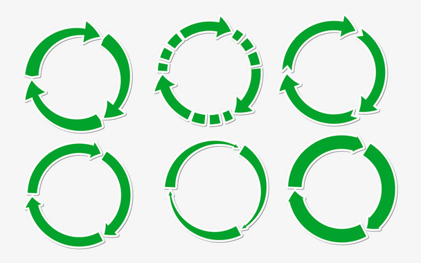 Grünes Papier runde Aufkleber Recycling-Symbol Set Vektor - Vektor, Bild