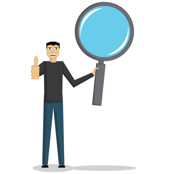 Man with magnifier - Vector, Image