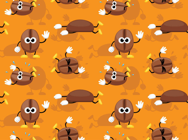 Cute Coffee Bean Cartoon Background Seamless Wallpaper - Vector, Imagen
