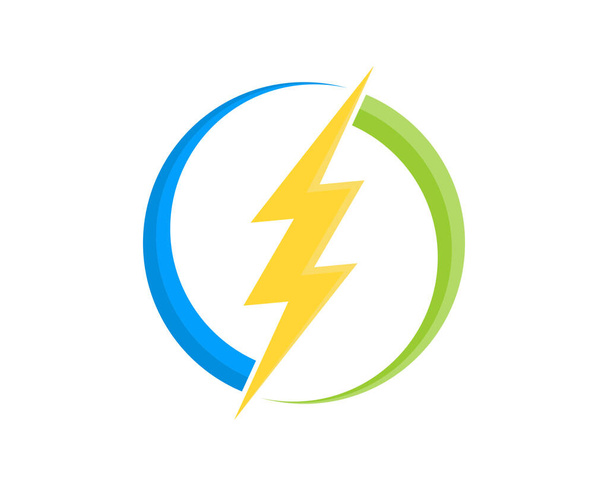 Symbol energii elektrycznej w okrągłym logo swoosh - Wektor, obraz