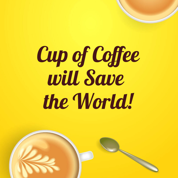 Tasse à café et texte. Utilisez-le pour la conception d'affiches imprimées ou Web. - Vecteur, image