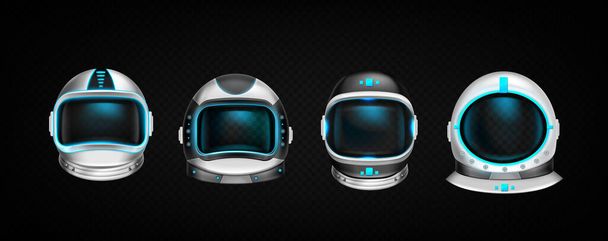 Astronaut helmets, cosmonaut 3d space suit set - Vector, Imagen