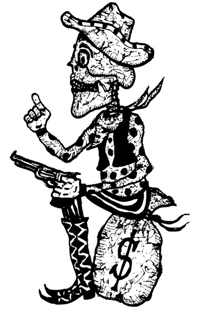 rajzfilm csontváz seriff - Vektor, kép