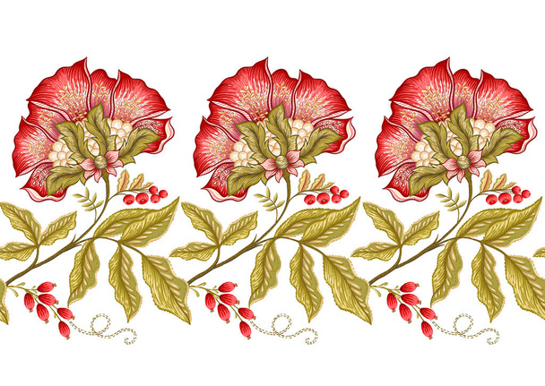 Seamless pattern with stylized ornamental flowers - Vettoriali, immagini