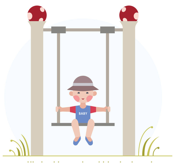 Activités pour enfants - garçon sur le swing - Vecteur, image