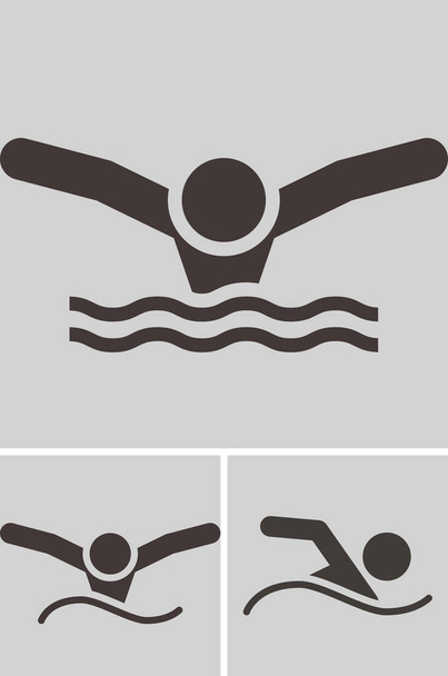 Letnie ikony sportowe - ikona pływania - Wektor, obraz