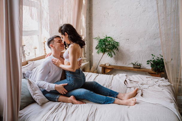 young couple spending time in their beautiful countryside house - Photo, Image