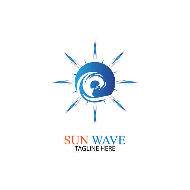Wasser Welle und Sonne Symbol Vektor Illustration Design Logo - Vektor, Bild