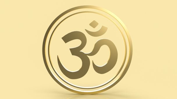  hindu ohm or om gold for religion concept 3d rendering - Fotó, kép