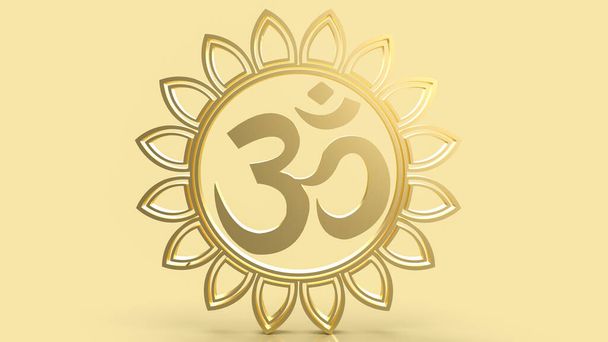  hindu ohm or om gold for religion concept 3d rendering - Photo, Image