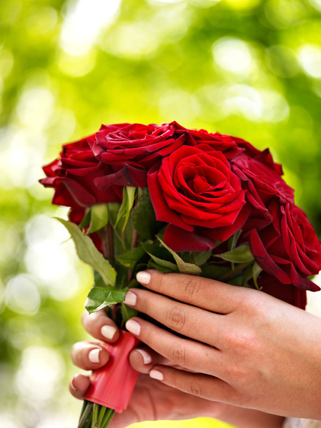 nevěsta s růže kytice - Fotografie, Obrázek